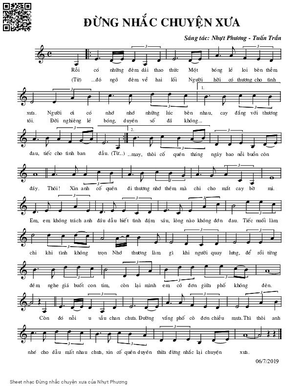 Sheet PDF of Đừng nhắc chuyện xưa