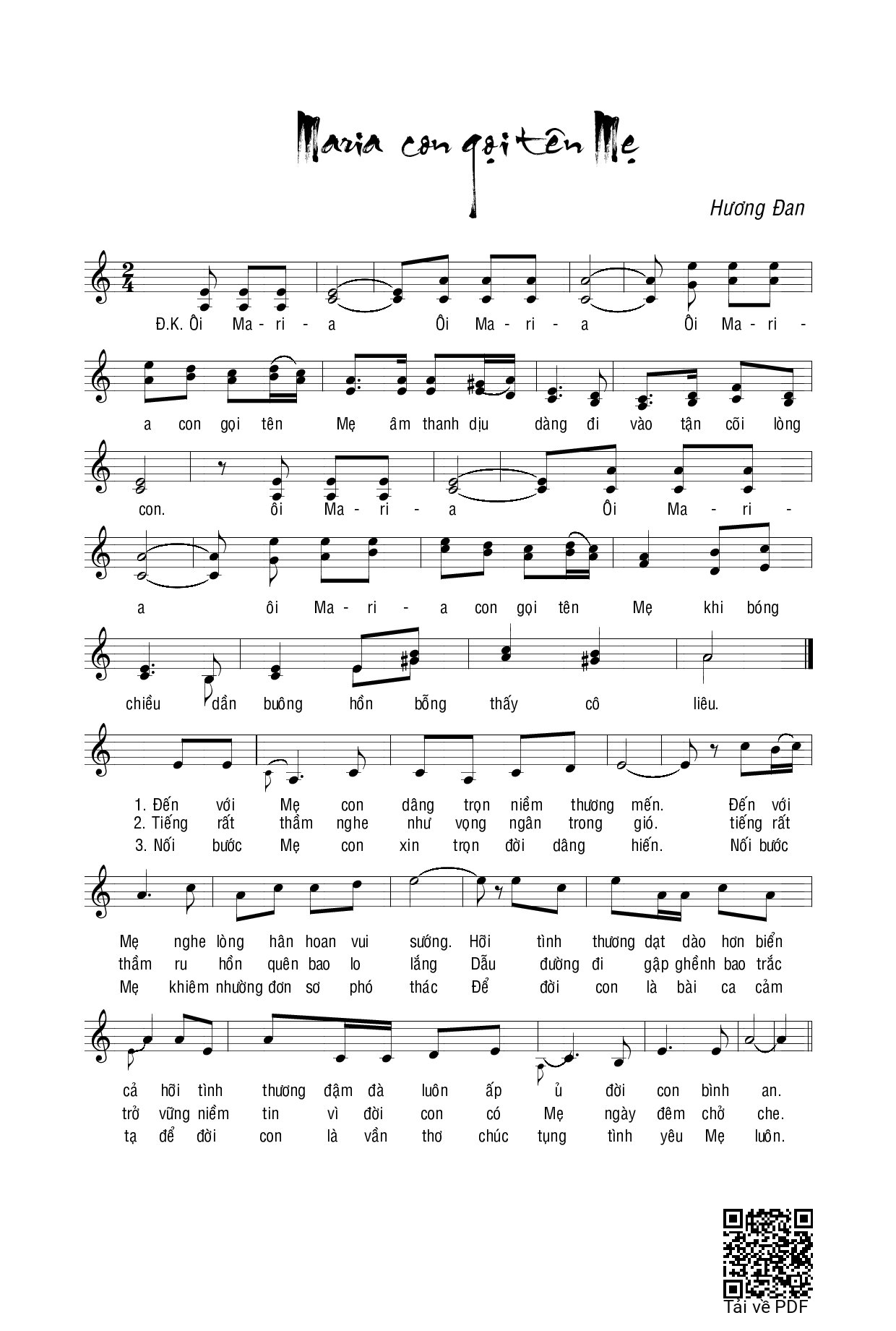 Sheet PDF of Maria con gọi tên Mẹ