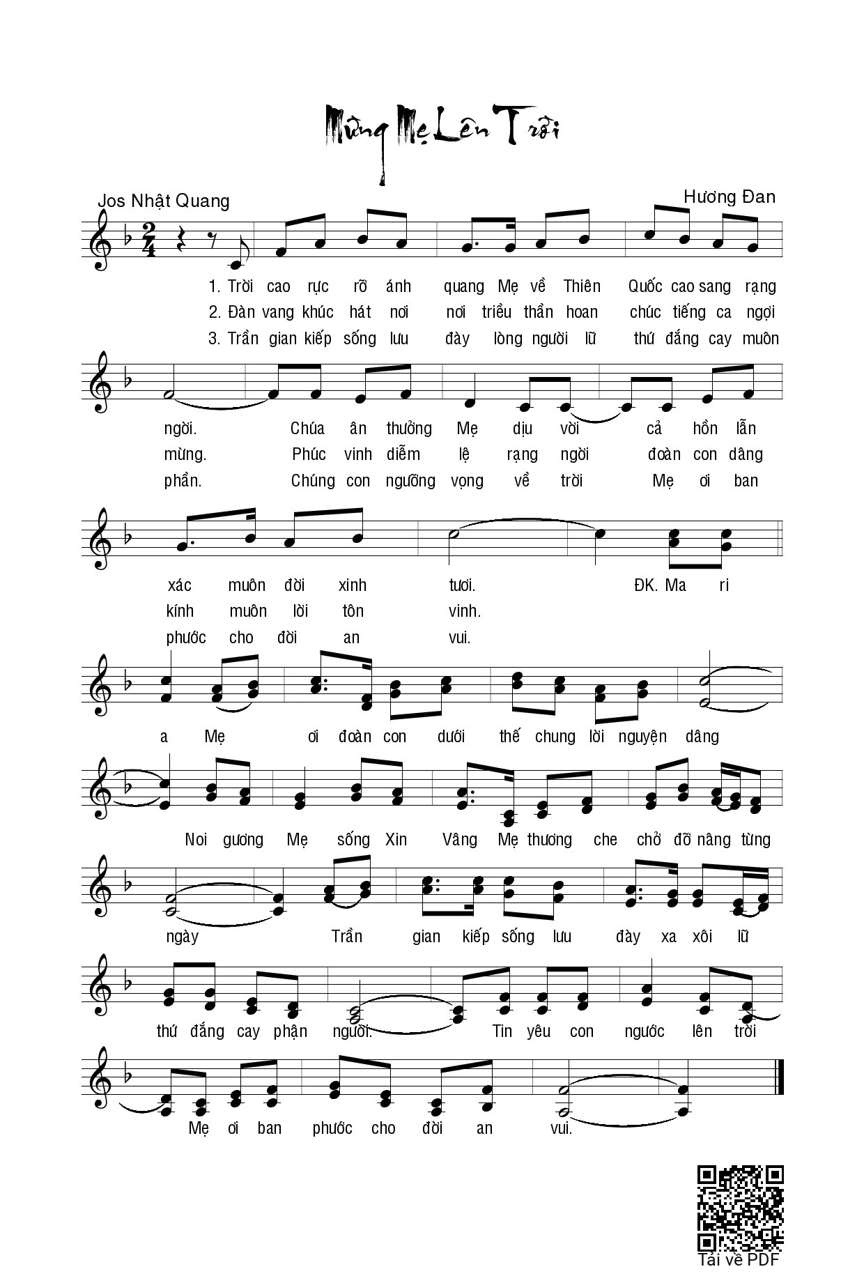 Page 1 of Sheet music PDF Mừng Mẹ lên trời - Hương Đan