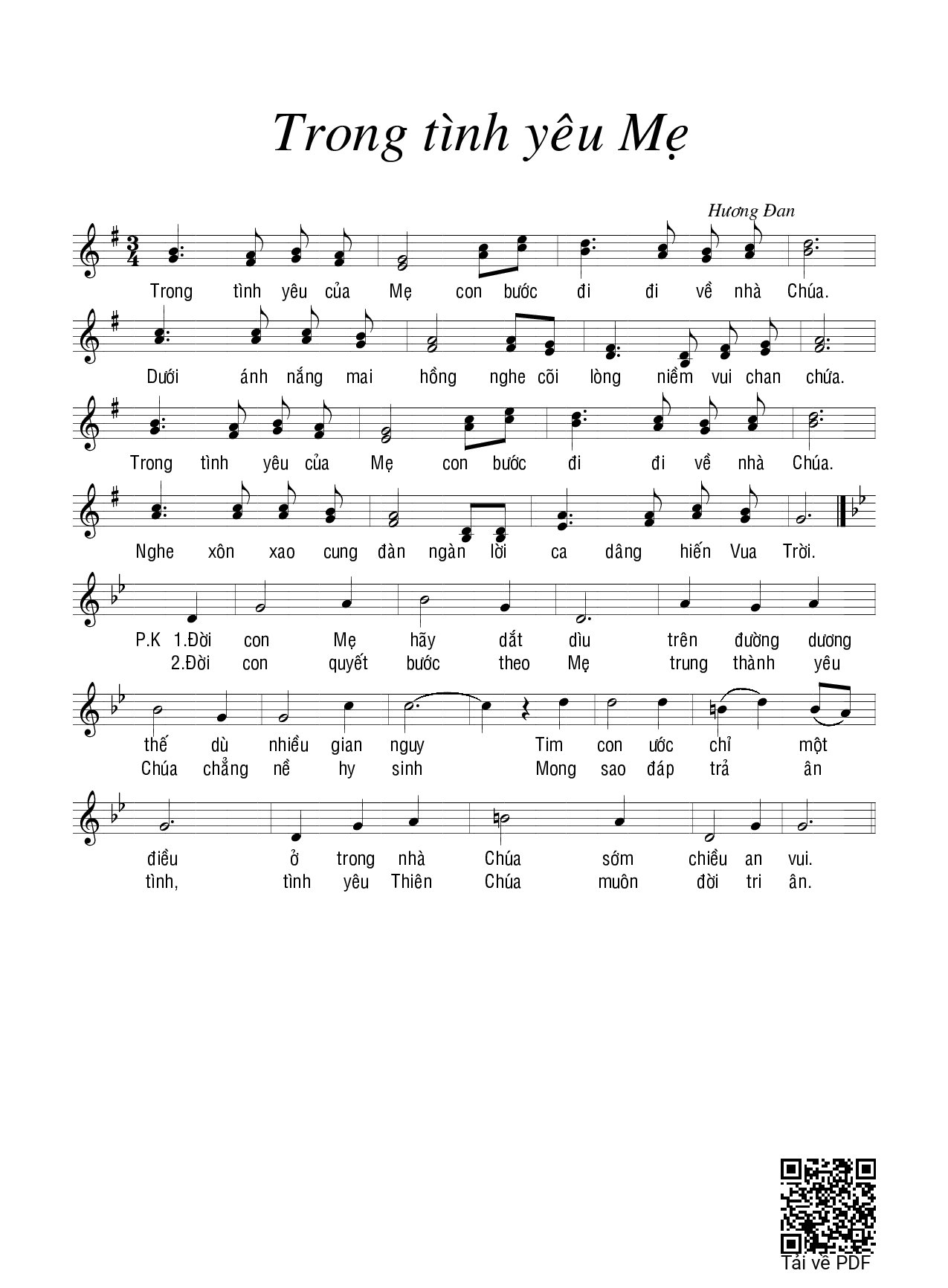Page 1 of Sheet music PDF Trong tình yêu Mẹ - Hương Đan