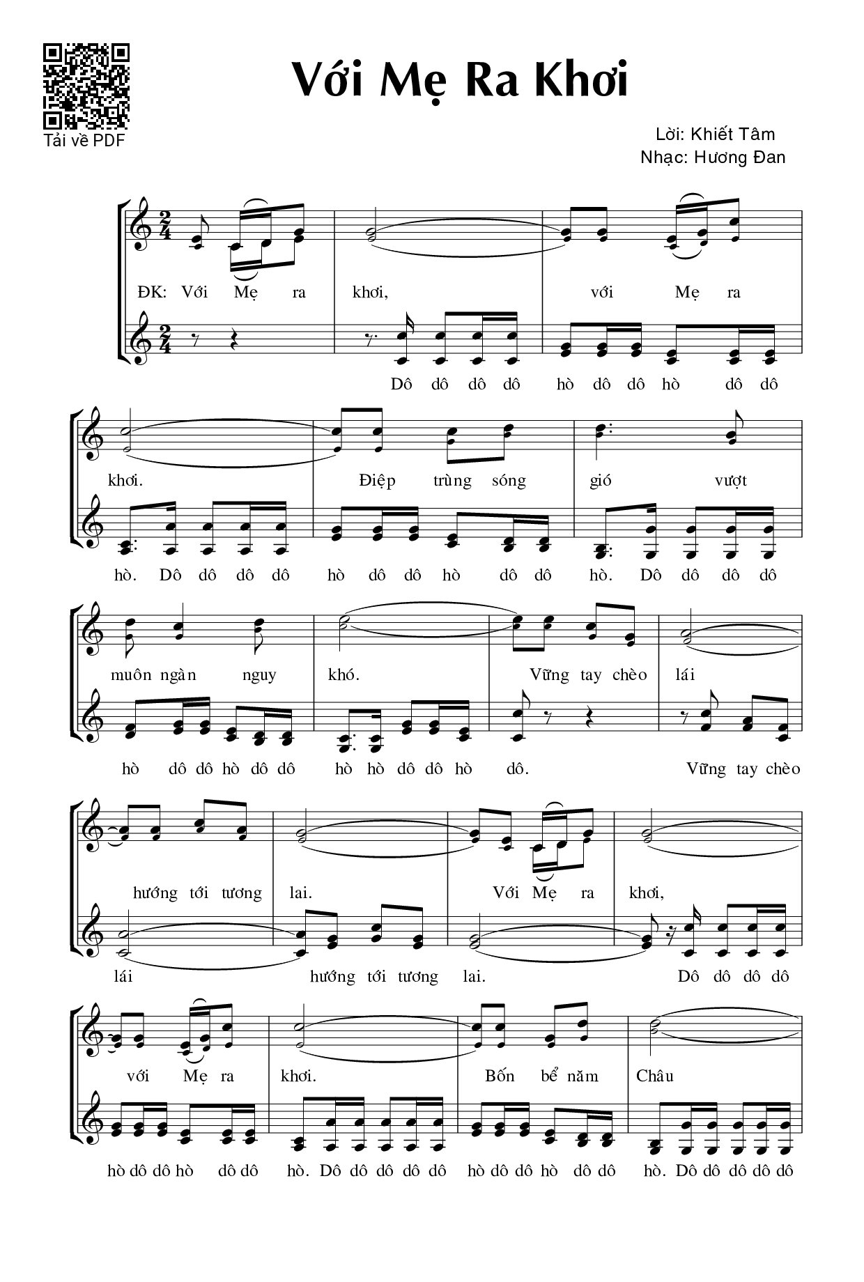 Page 1 of Sheet music PDF Với Mẹ ra khơi - Hương Đan