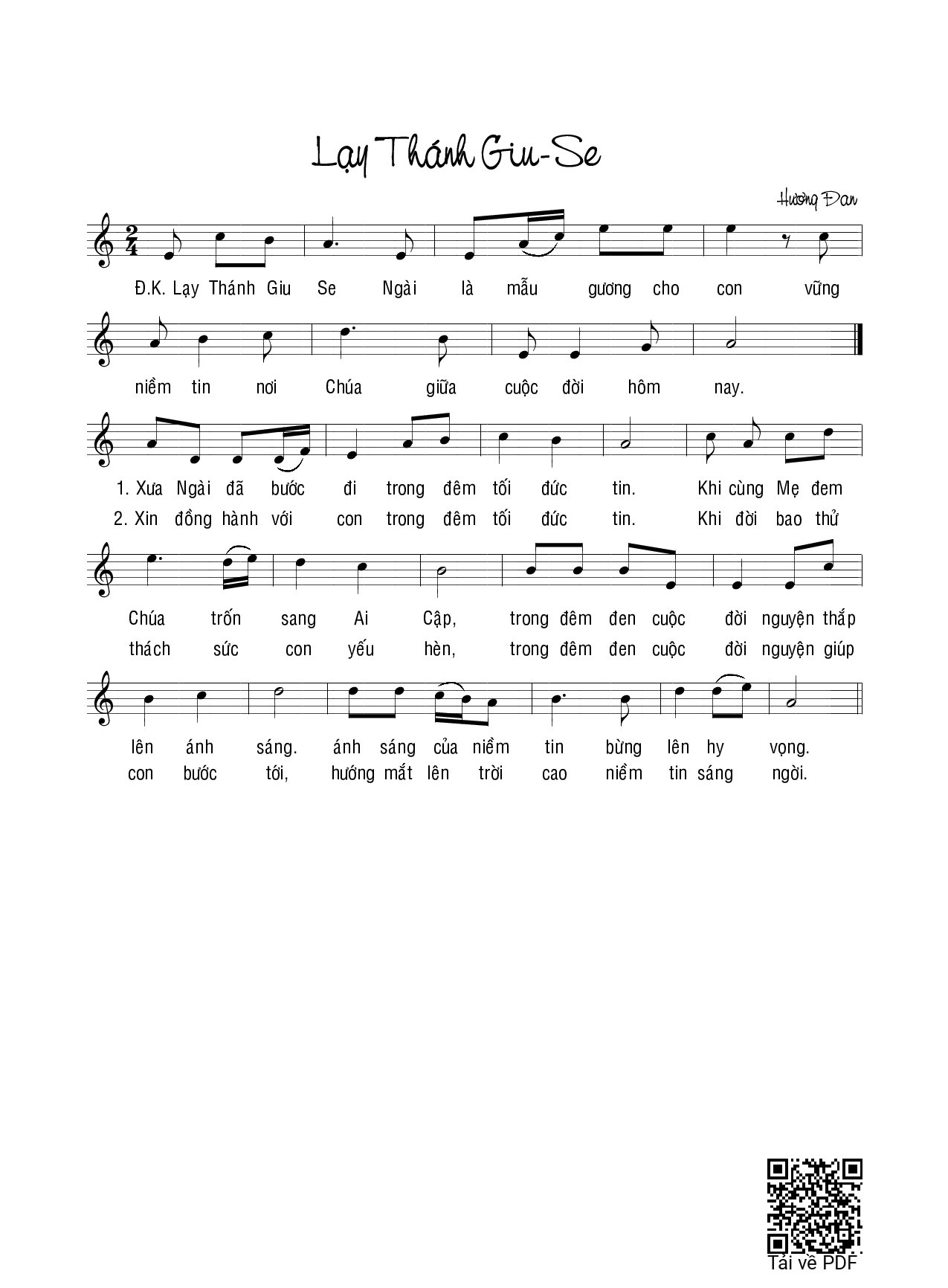 Page 1 of Sheet music PDF Lạy Thánh Giuse - Hương Đan