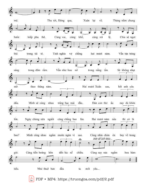 Page 2 of Sheet music PDF 20 xuân này, 20 xuân sau - Vĩnh Điện