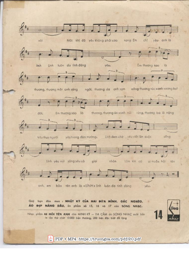 Page 3 of Sheet music PDF Ai hỏi tên anh - Minh Kỳ
