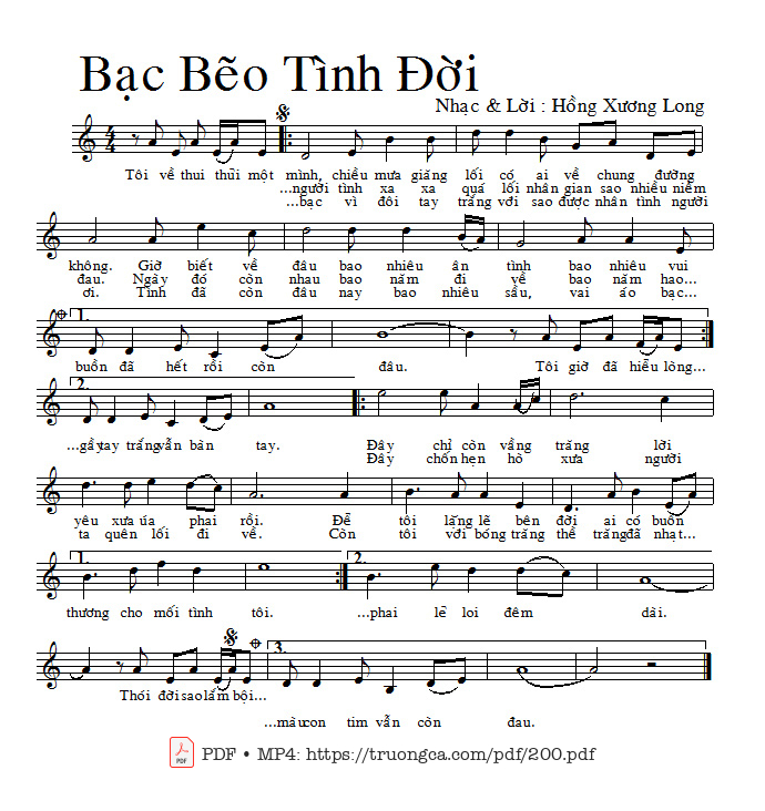 Sheet PDF of Bạc bẽo tình đời