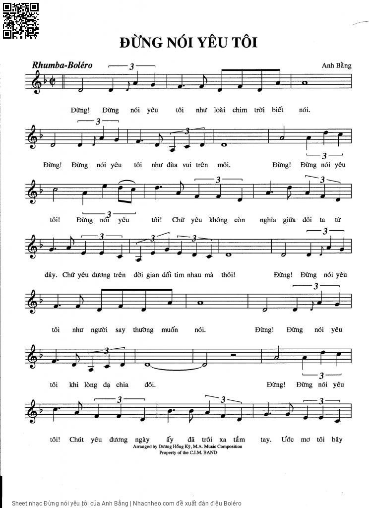 Sheet PDF of Đừng nói yêu tôi
