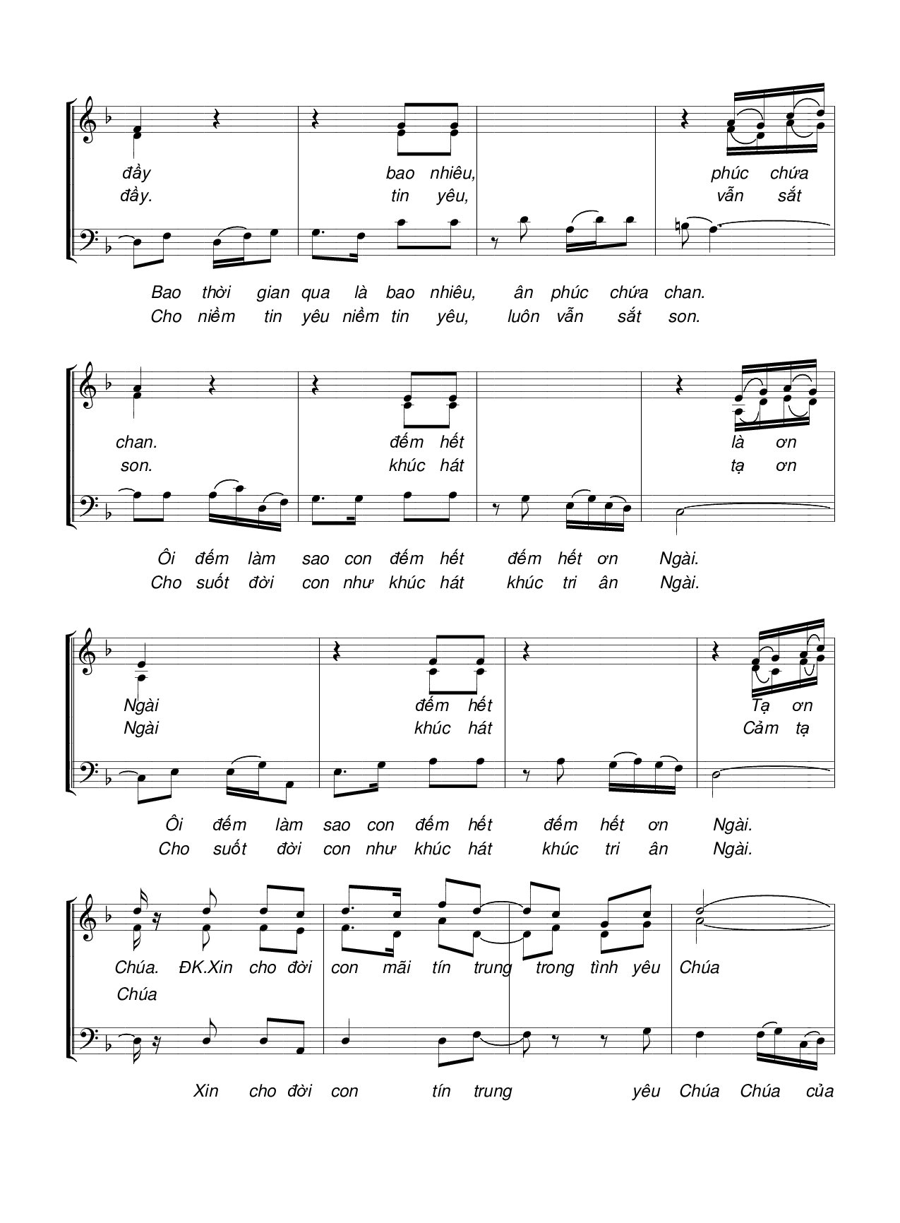 Page 2 of Sheet music PDF Ân tình thánh (3 bè) - Hương Đan