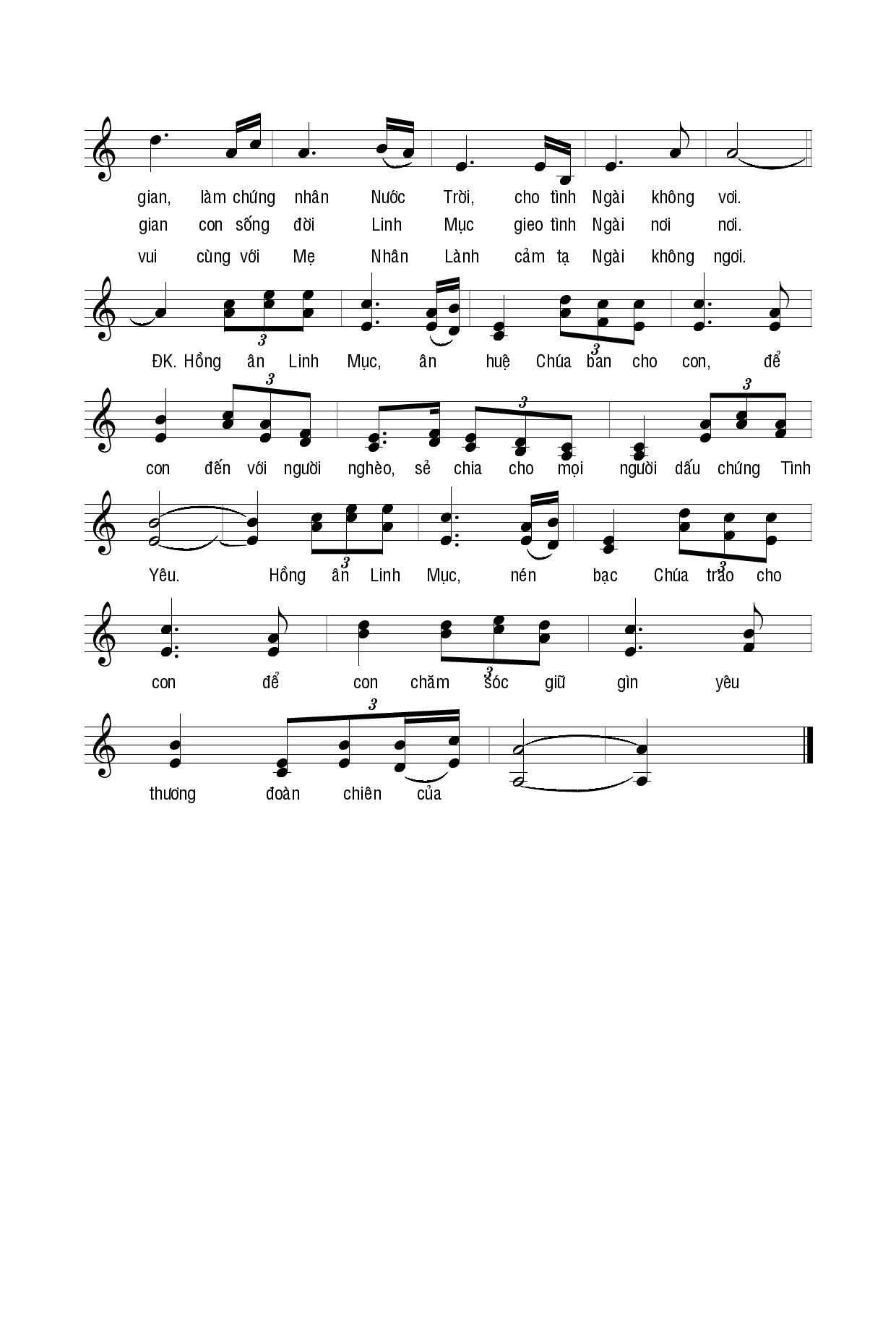 Page 2 of Sheet music PDF Hồng ân Linh mục - Hương Đan