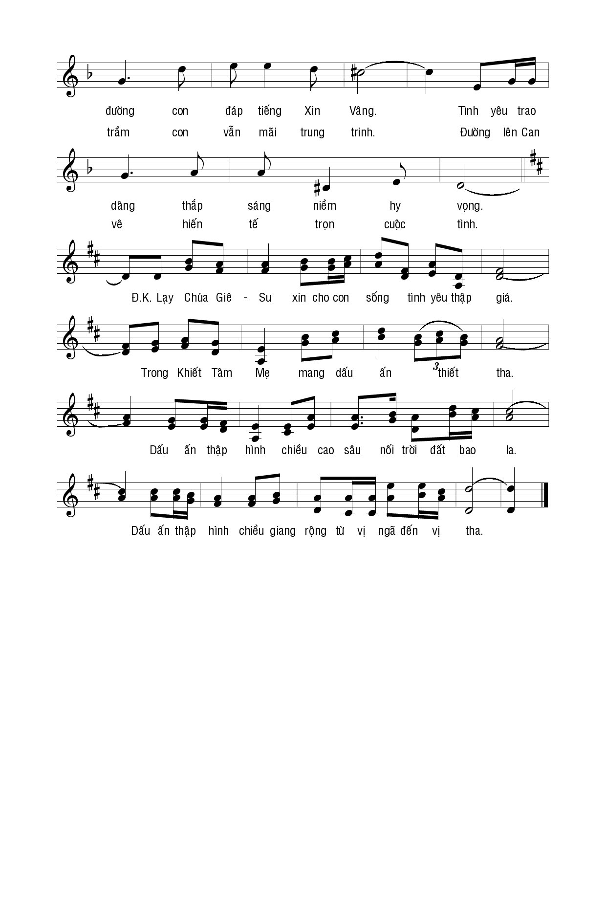 Page 2 of Sheet music PDF Lời nguyện người nữ tu - Hương Đan