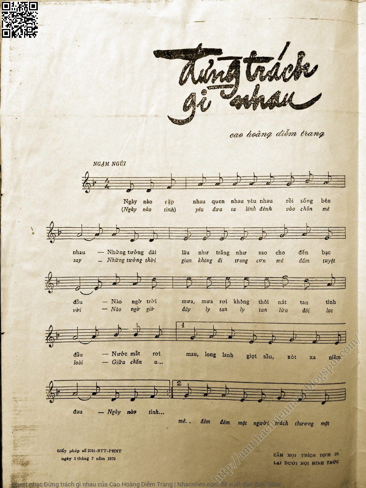 Page 2 of Sheet music PDF Đừng trách gì nhau - Cao Hoàng Diễm Trang