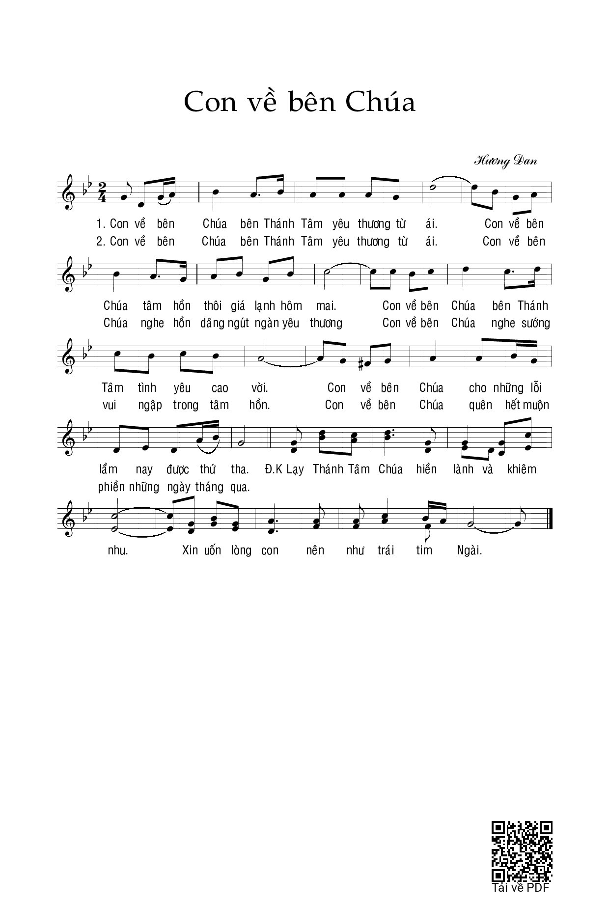 Sheet PDF of Con Về Bên Chúa