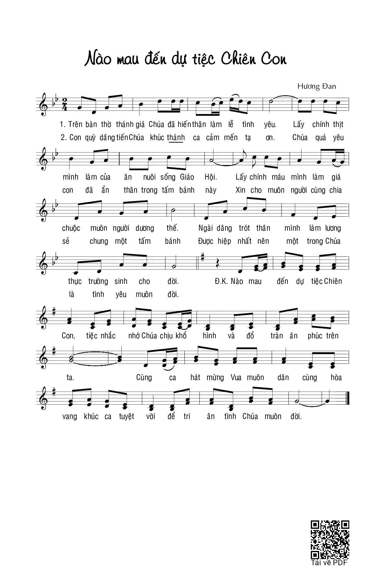 Page 1 of Sheet music PDF Nào Mau Đến Dự Tiệc Chiên Con - Hương Đan (Sr)