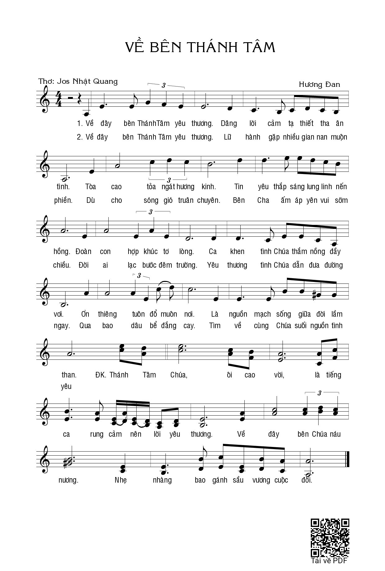 Page 1 of Sheet music PDF Về Bên Thánh Tâm - Hoàng Đan (Sr.)
