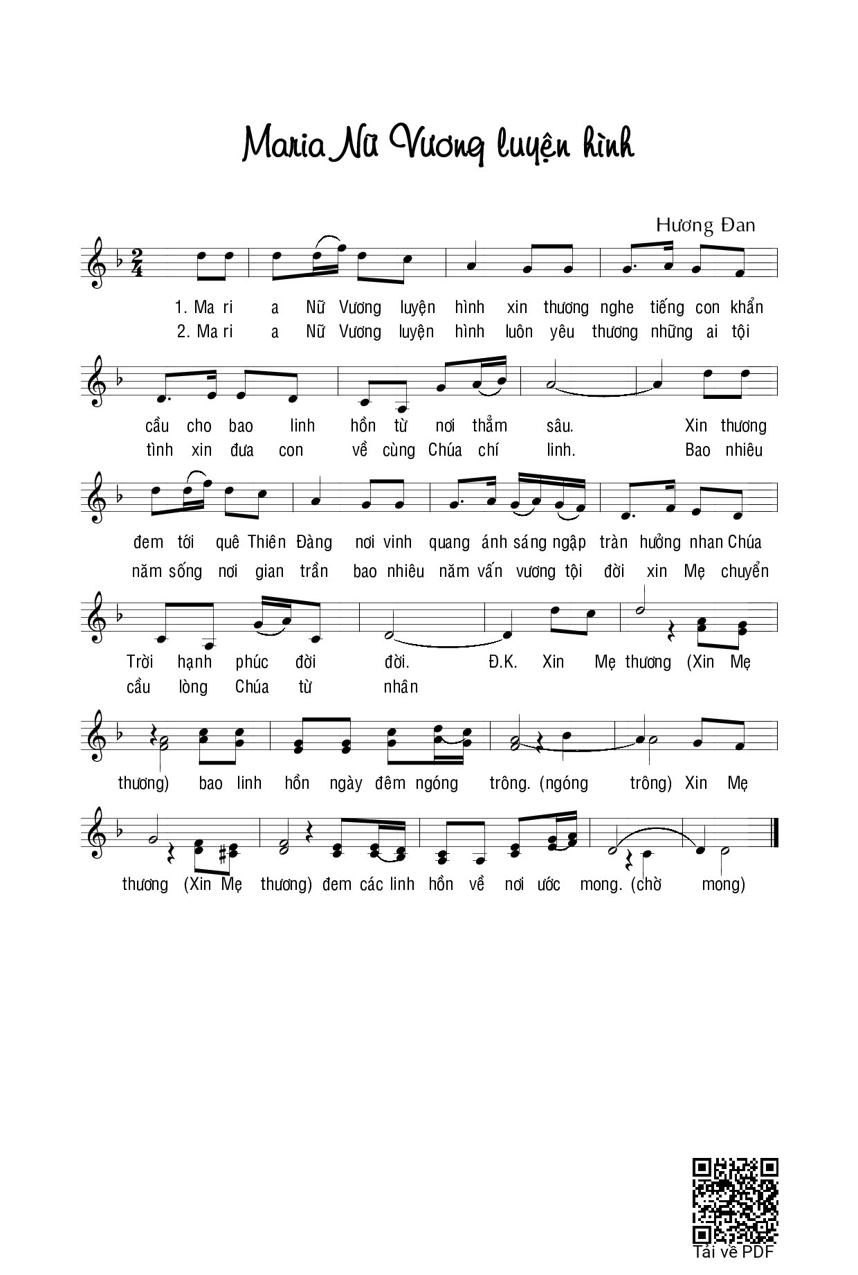 Sheet PDF of Maria Nữ Vương Luyện Hình