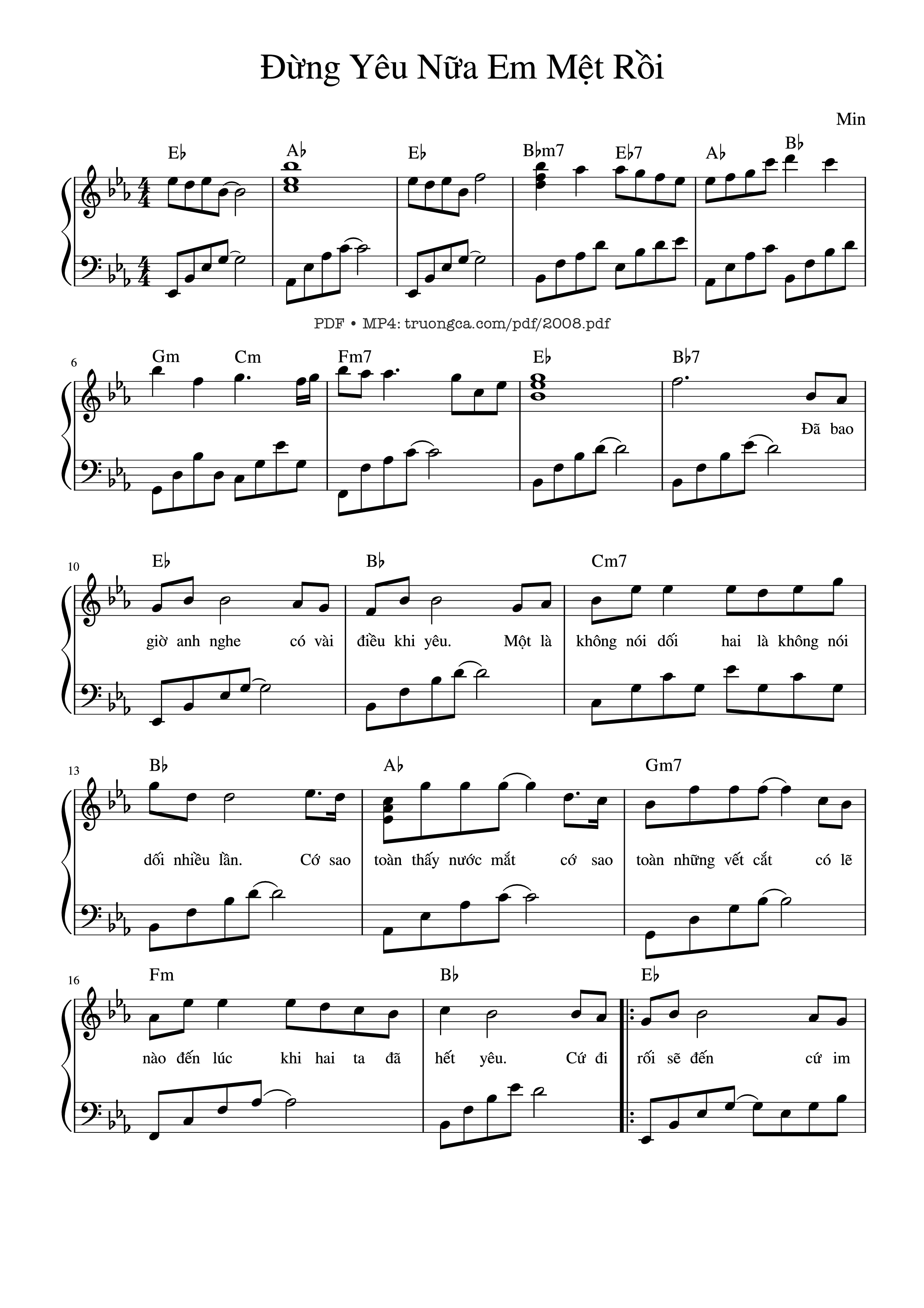 Sheet PDF of Đừng yêu nữa, em mệt rồi Piano