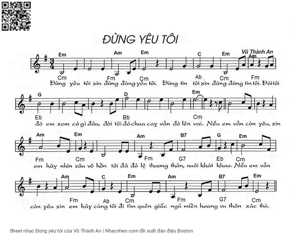 Page 1 of Sheet music PDF Đừng yêu tôi - Vũ Thành An