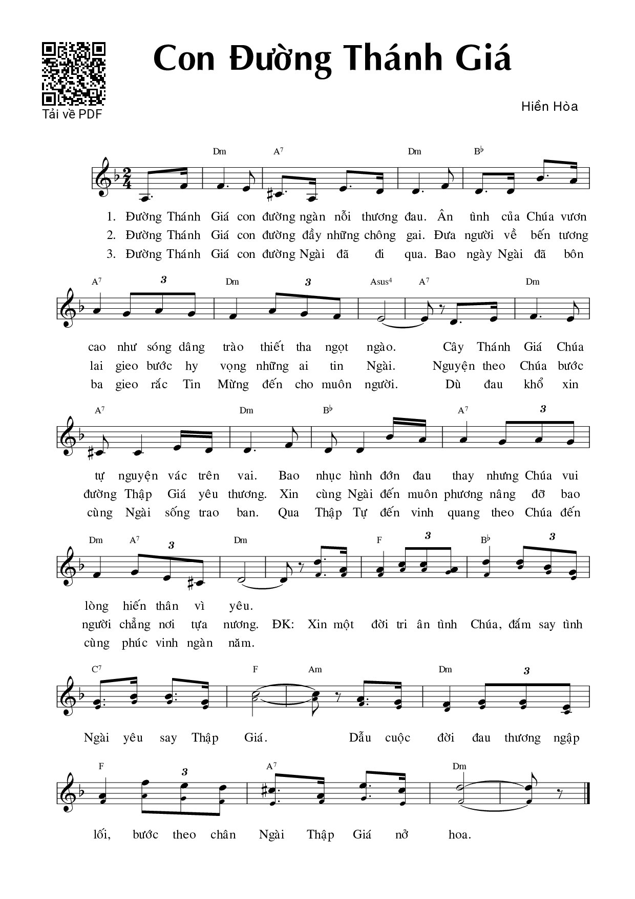 Page 1 of Sheet music PDF Con đường Thánh Giá - Hiền Hòa