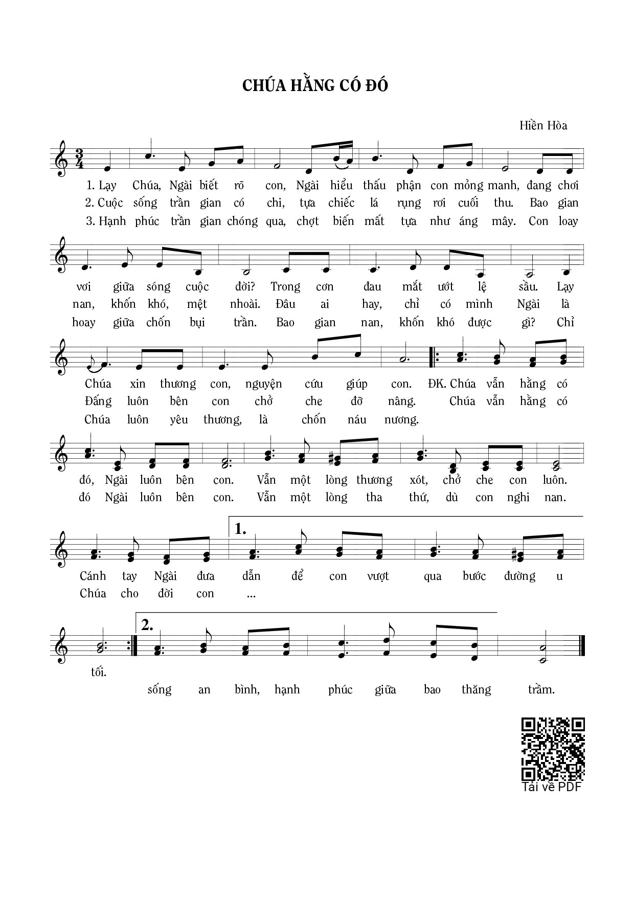 Page 1 of Sheet music PDF Chúa hằng có đó - Hiền Hòa