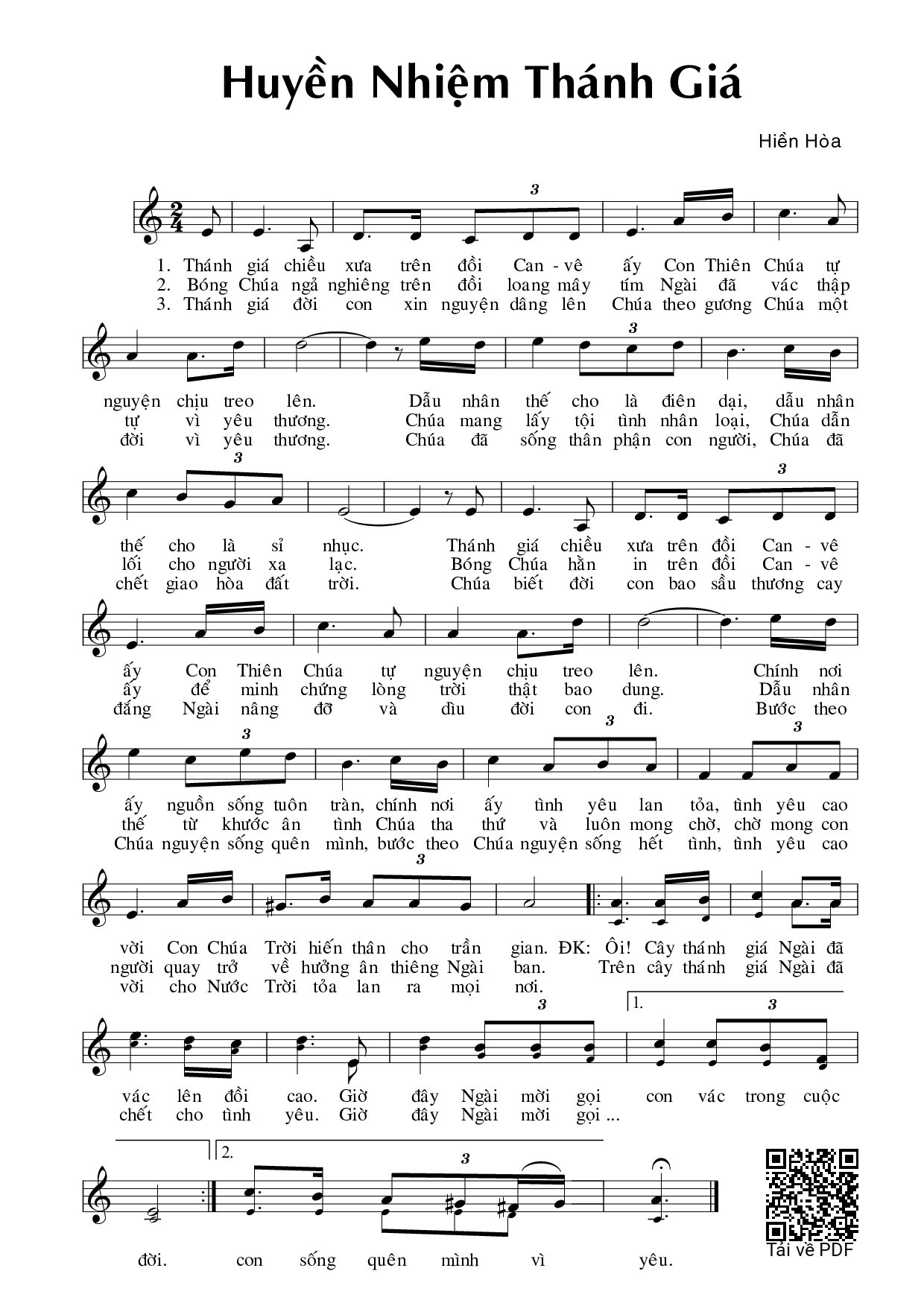 Page 1 of Sheet music PDF Huyền nhiệm Thánh Giá - Hiền Hòa