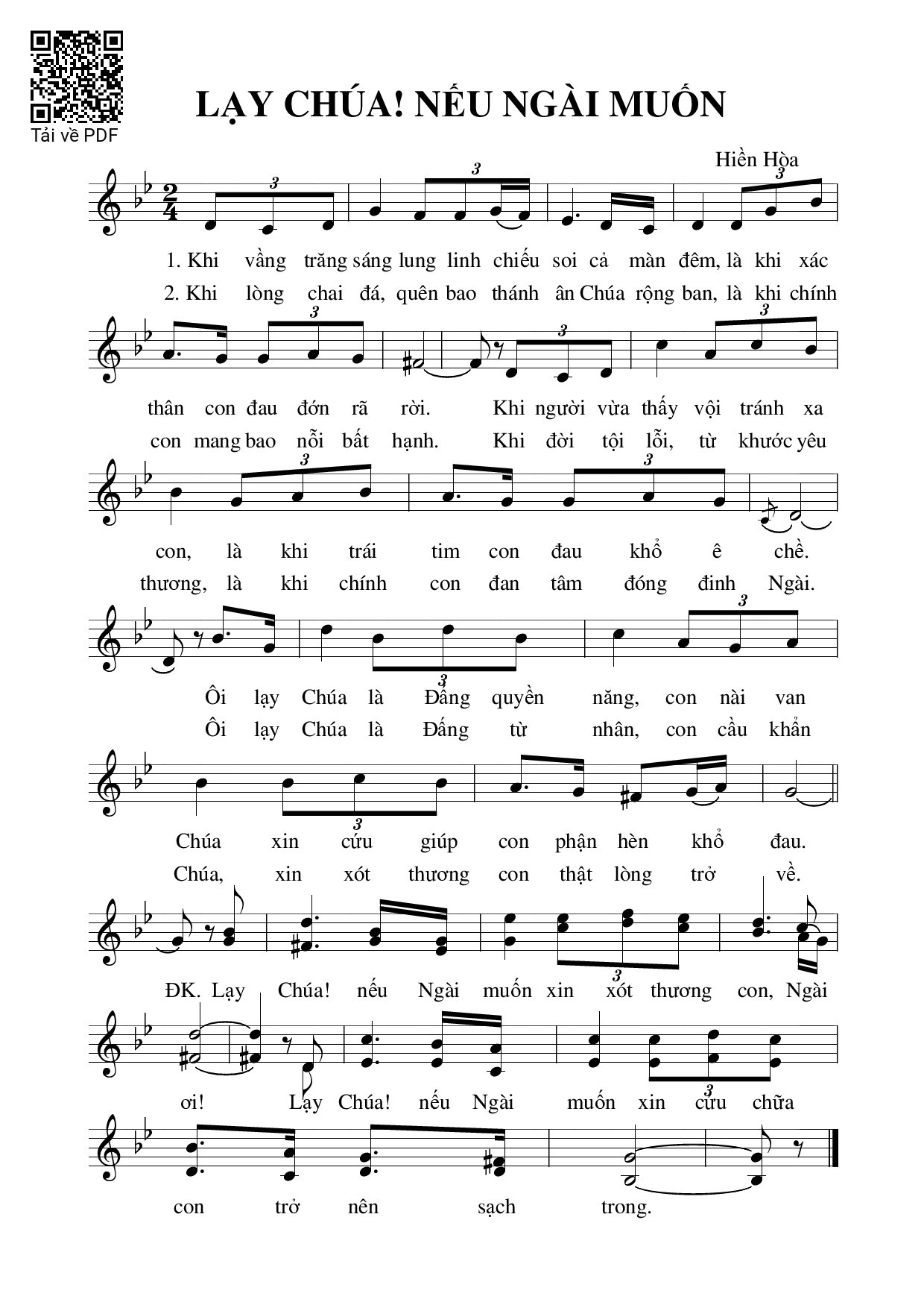 Sheet PDF of Lạy Chúa, nếu Ngài muốn