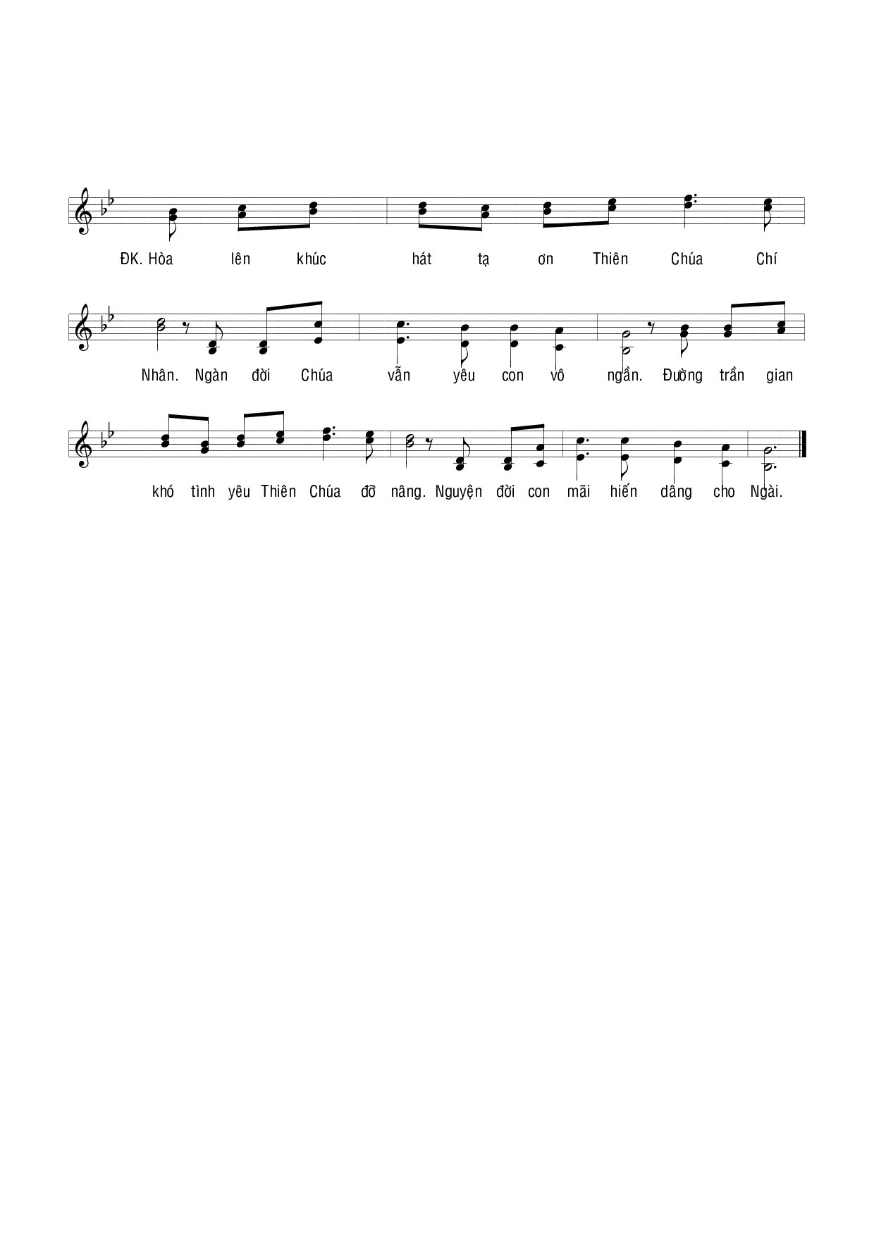 Page 2 of Sheet music PDF Lời hát tạ ơn - Hiền Hòa