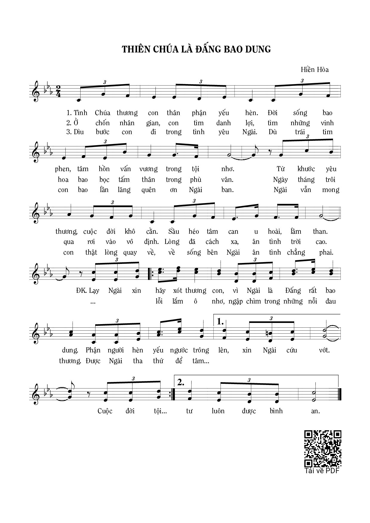 Page 1 of Sheet music PDF Thiên Chúa Đấng bao dung - Hiền Hòa