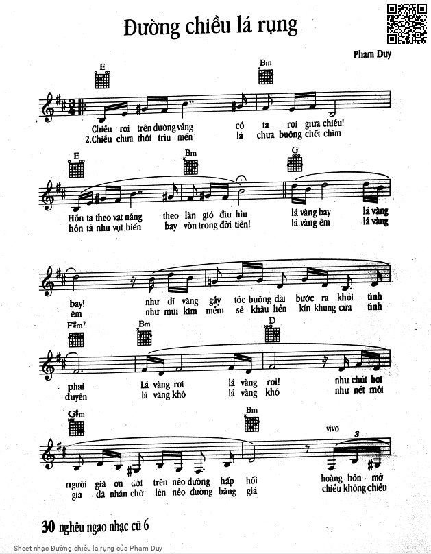 Page 1 of Sheet music PDF Đường chiều lá rụng - Phạm Duy