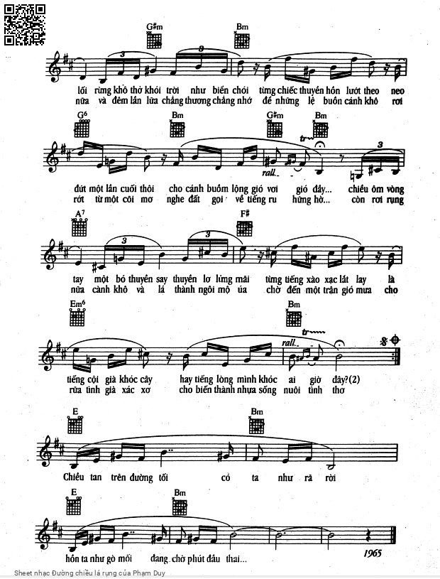 Page 2 of Sheet music PDF Đường chiều lá rụng - Phạm Duy