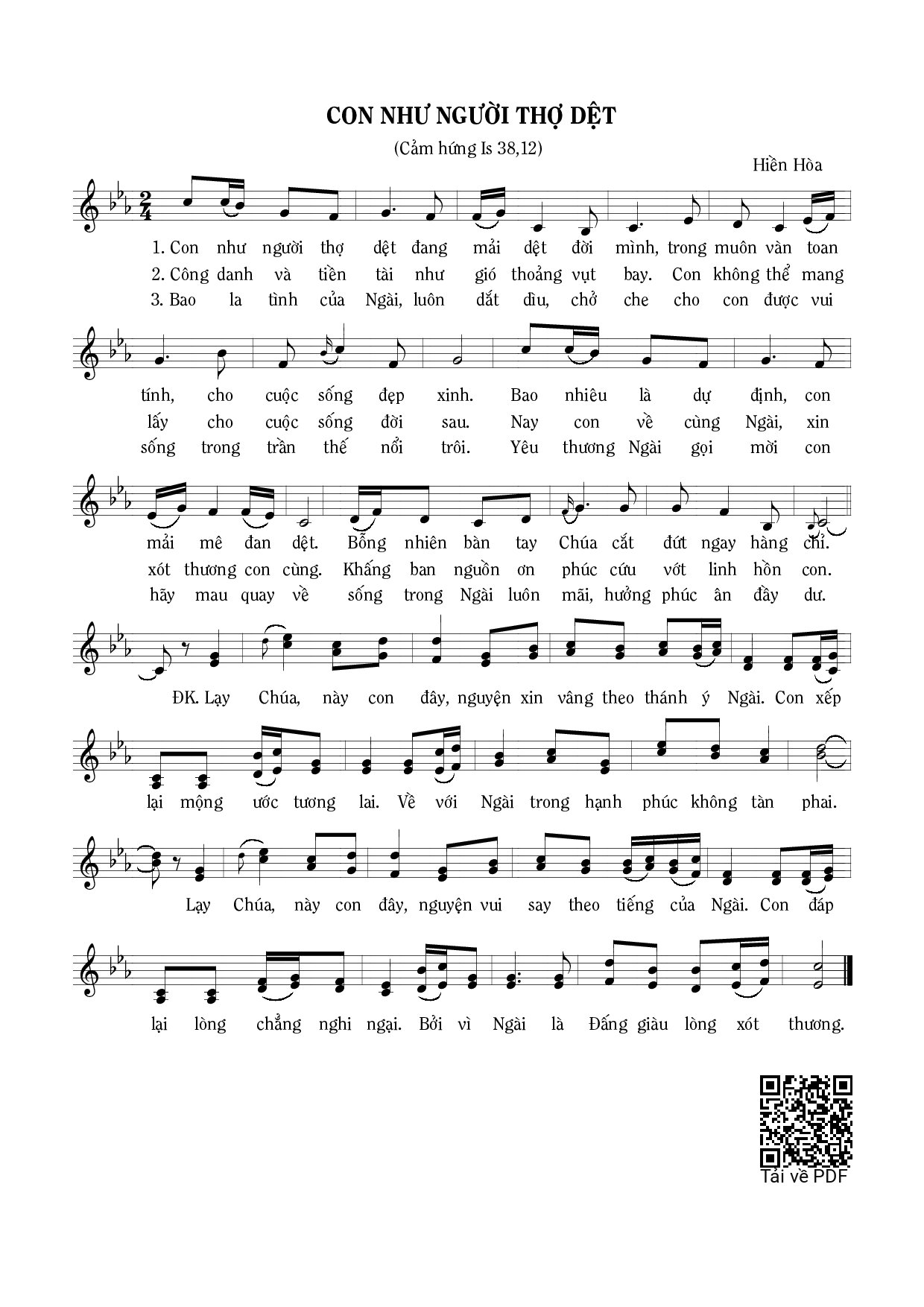 Sheet PDF of Con như người thợ dệt (Is. 38)