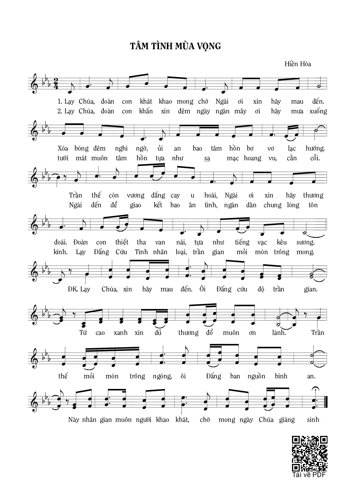 Sheet PDF of Tâm tình mùa Vọng