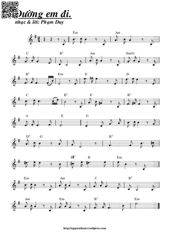 Page 3 of Sheet music PDF Đường em đi - Phạm Duy