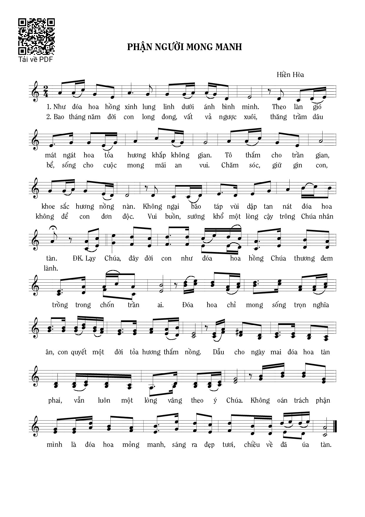 Sheet PDF of Phận người mong manh