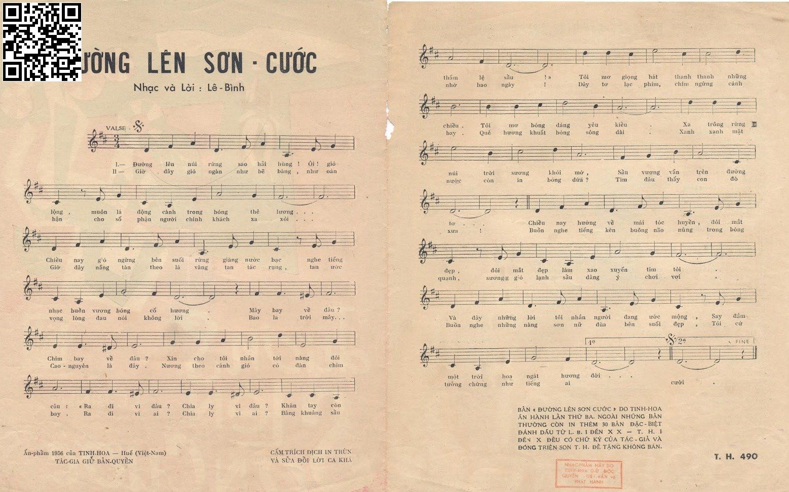 Page 2 of Sheet music PDF Đường lên sơn cước - Lê Bình