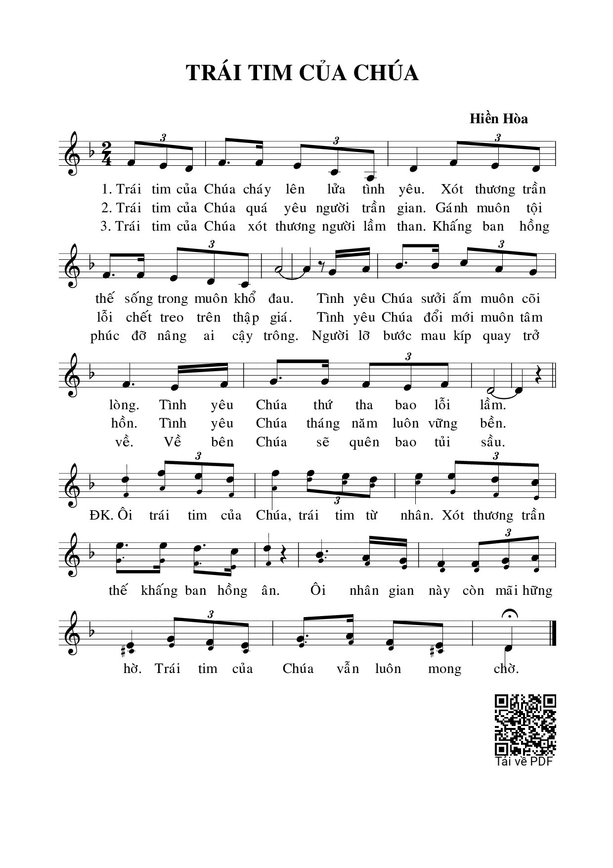 Sheet PDF of Trái tim của Chúa