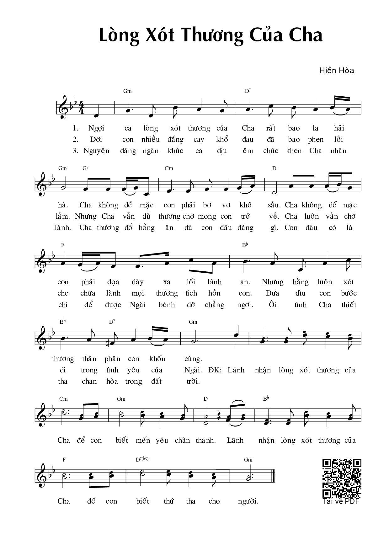 Sheet PDF of Lòng xót thương của Cha