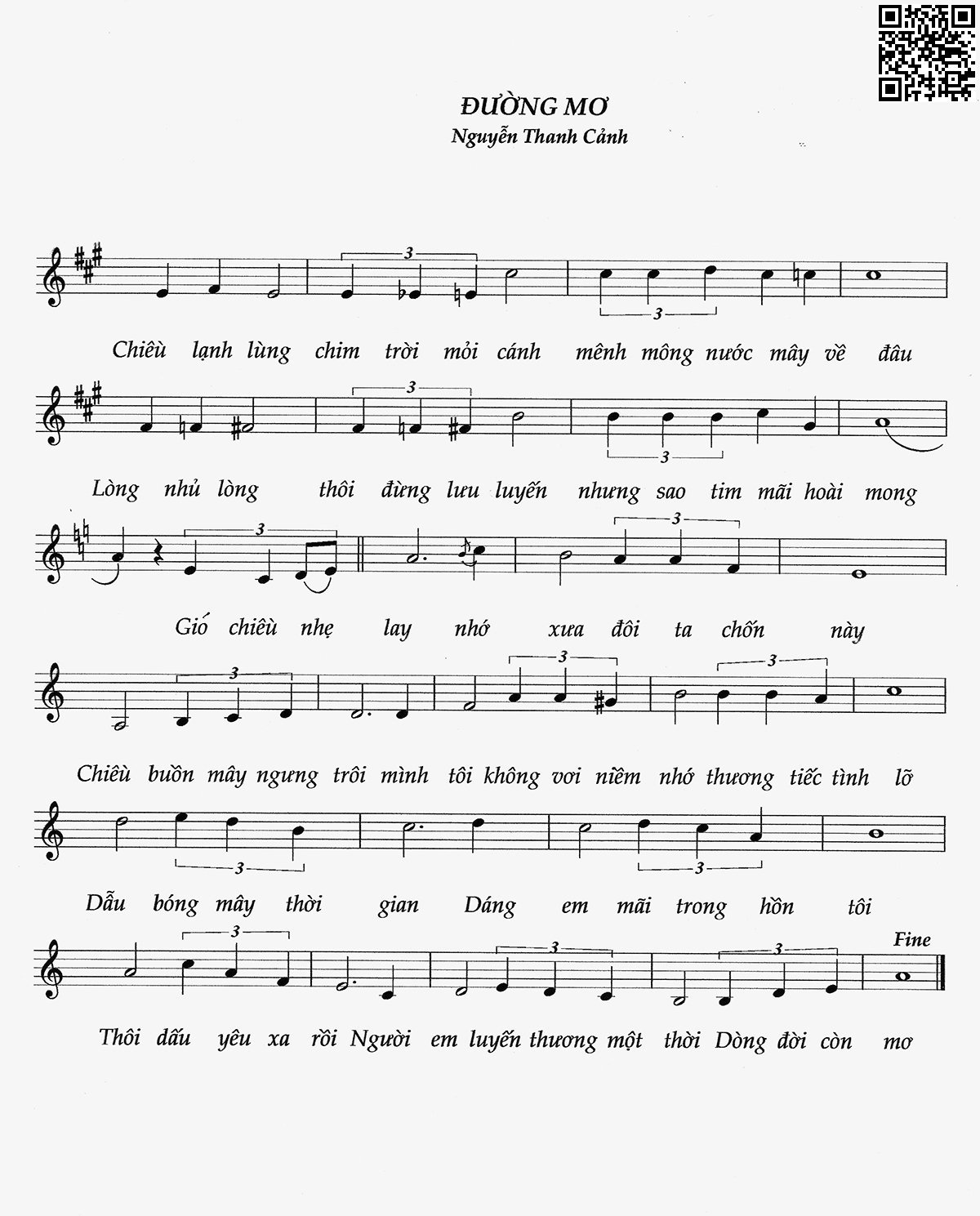 Page 2 of Sheet music PDF Đường mơ - Nguyễn Thanh Cảnh