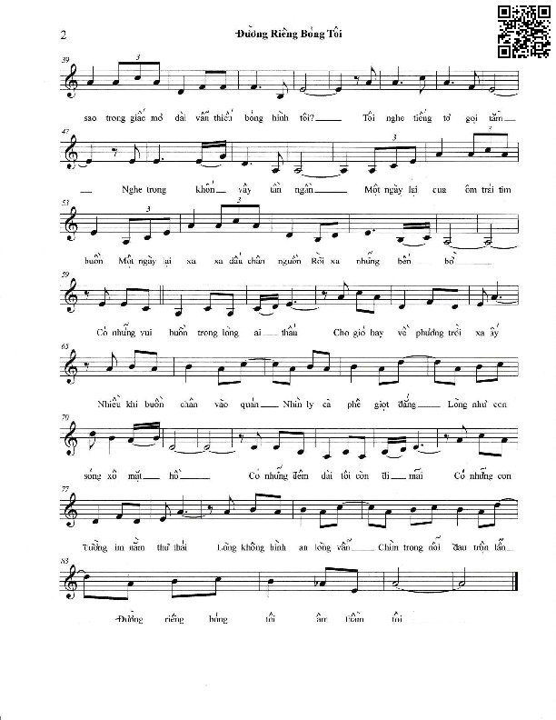 Page 2 of Sheet music PDF Đường riêng bóng tôi - Việt Phương