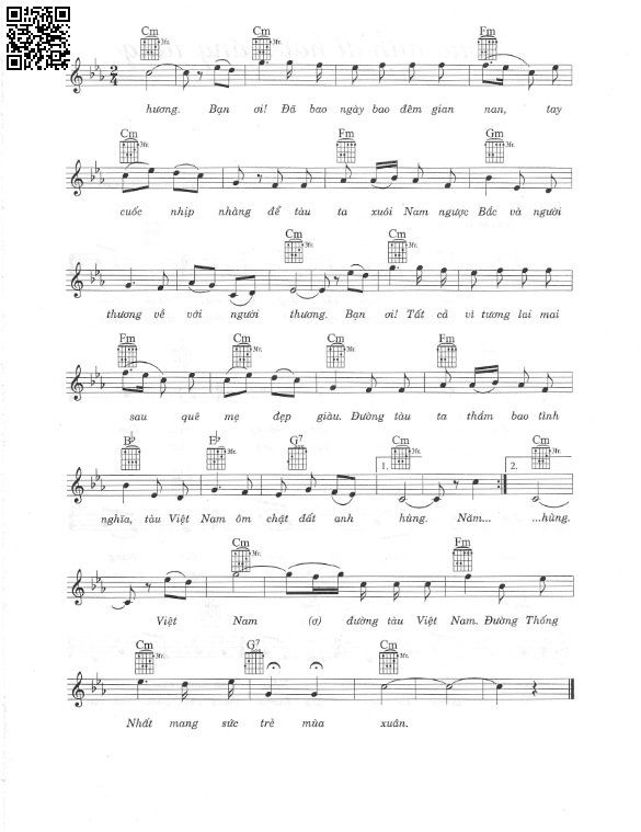 Page 2 of Sheet music PDF Đường tàu mùa xuân - Phạm Minh Tuấn