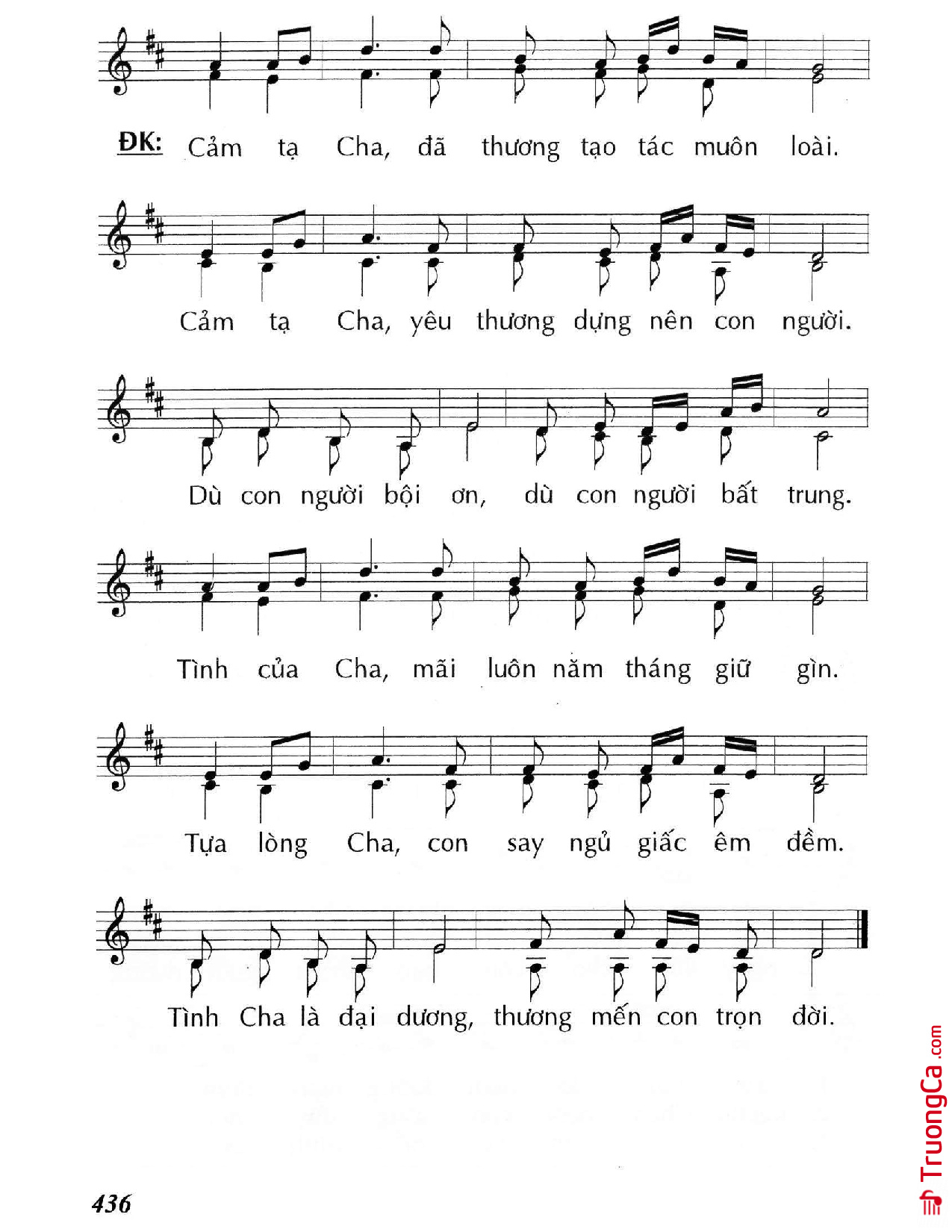Page 2 of Sheet music PDF Cảm Tạ Cha - Huy Hoàng
