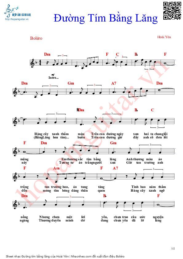 Sheet PDF of Đường tím bằng lăng