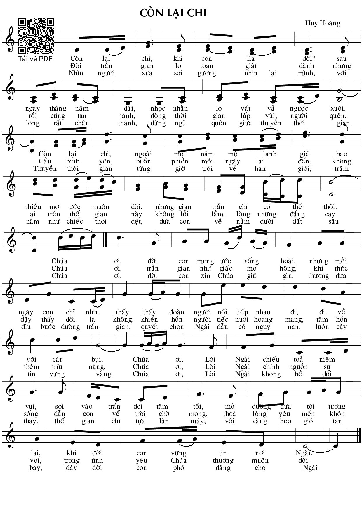 Sheet PDF of Còn Lại Chi - Huy Hoàng