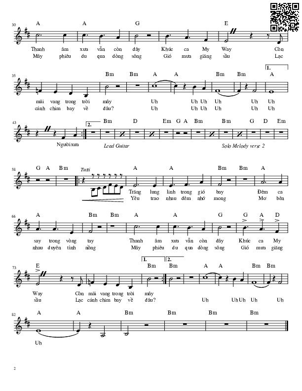 Page 2 of Sheet music PDF Đường tình xưa - Lê Minh Luân