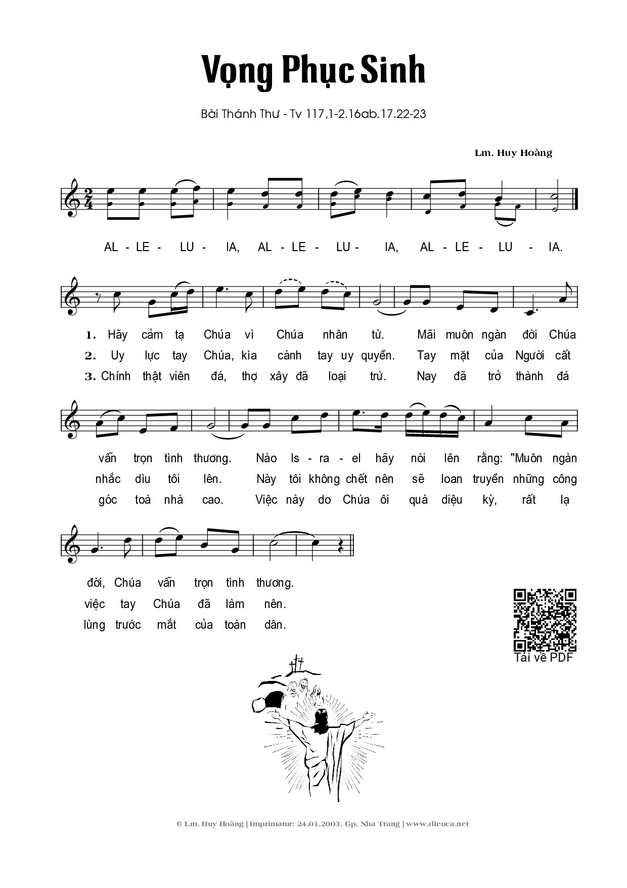 Sheet PDF of Thánh Vịnh 117, Vọng Phục Sinh (Bài Thánh Thư