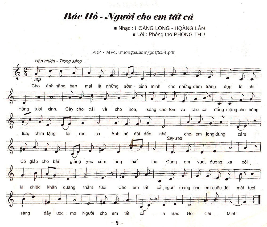 Bác Hồ người cho em tất cả