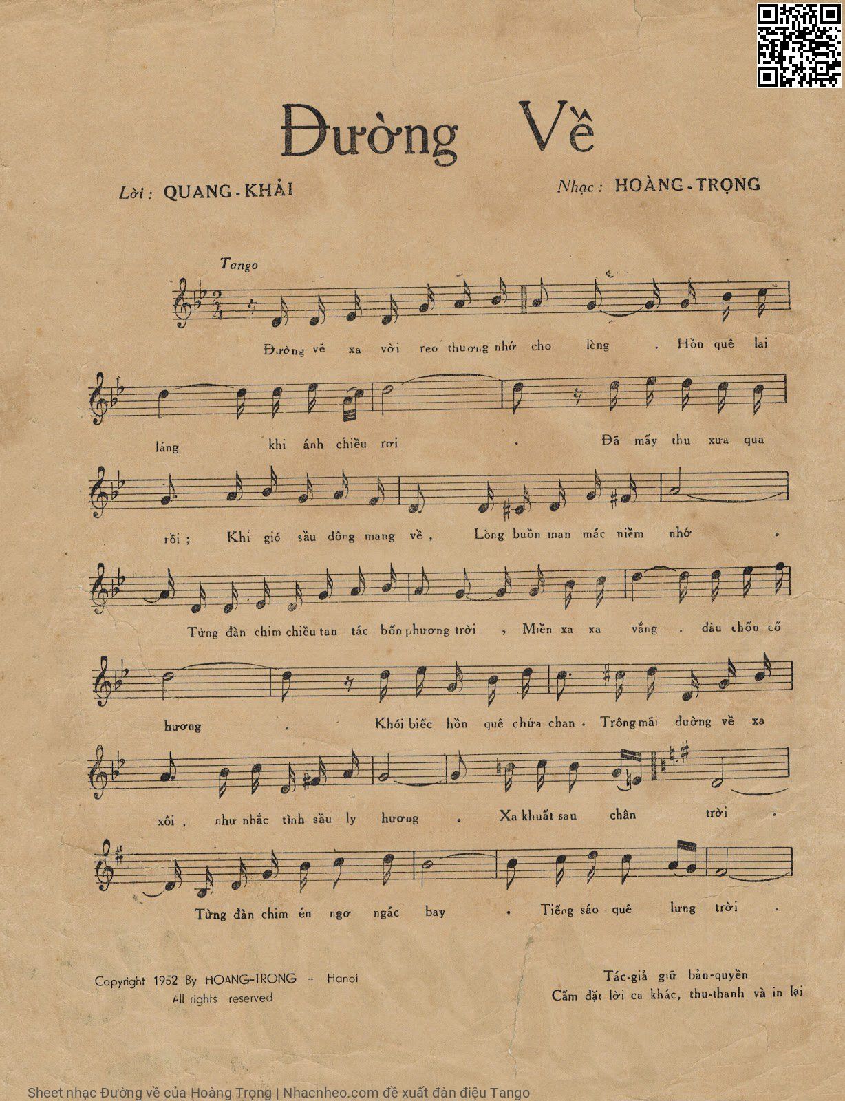 Page 2 of Sheet music PDF Đường về - Hoàng Trọng
