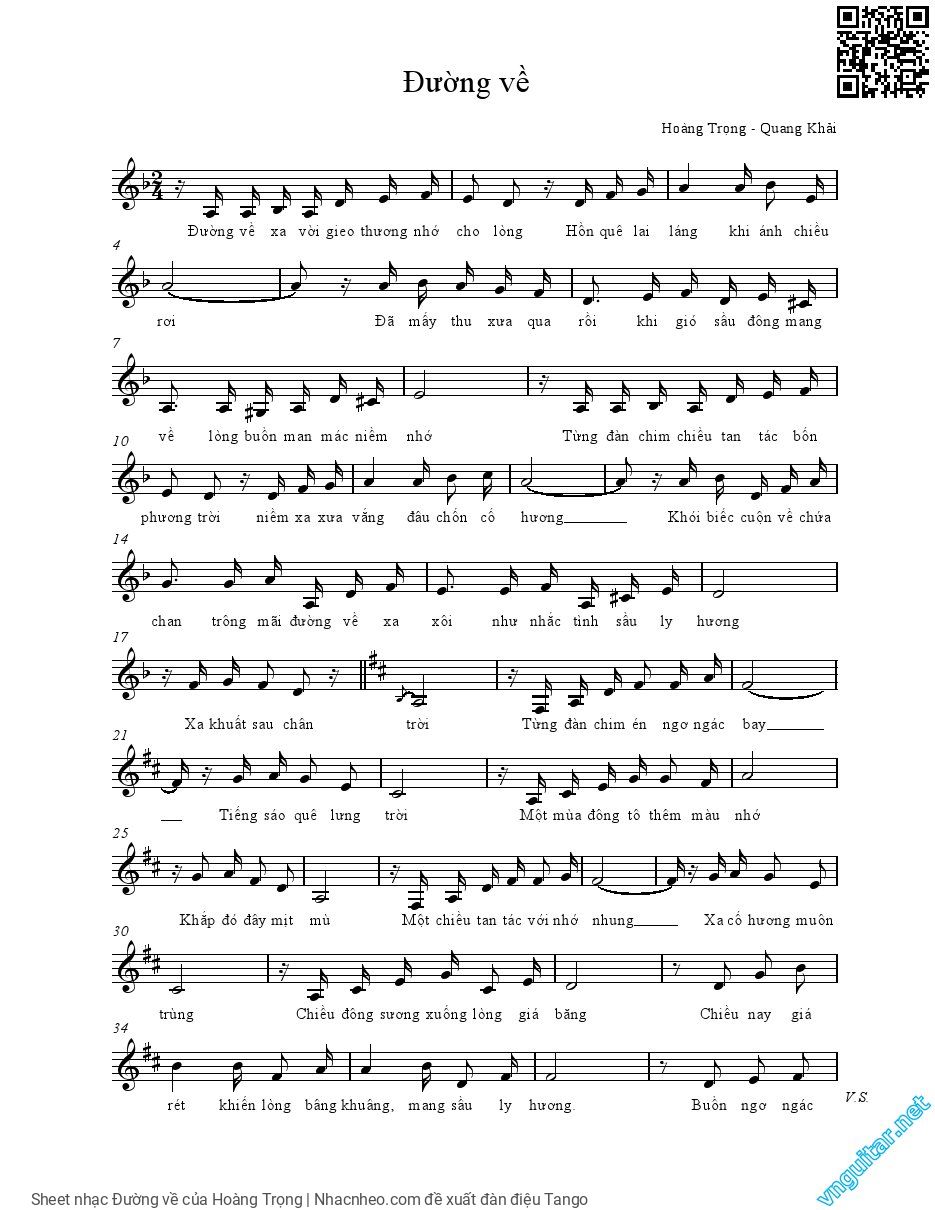 Page 5 of Sheet music PDF Đường về - Hoàng Trọng