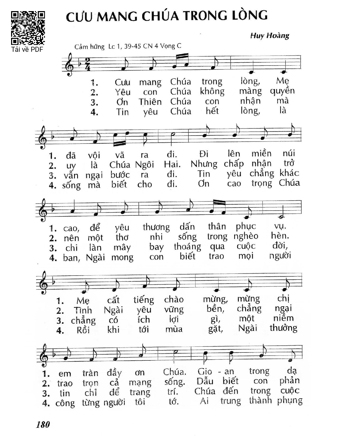 Sheet PDF of Cưu Mang Chúa Trong Lòng