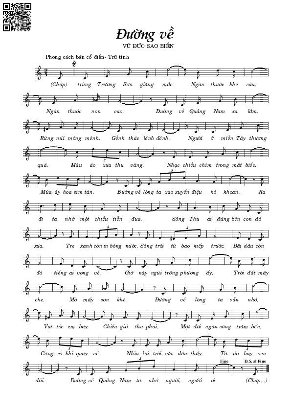 Page 2 of Sheet music PDF Đường về - Vũ Đức Sao Biển