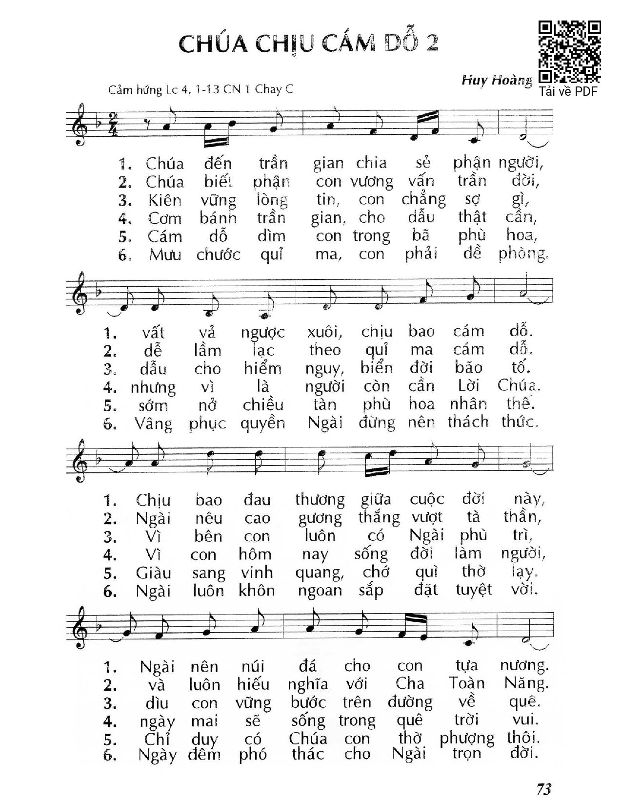 Sheet PDF of Chúa Chịu Cám Dỗ 2