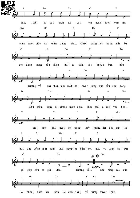 Page 2 of Sheet music PDF Đường về hai thôn - Phạm Thế Mỹ